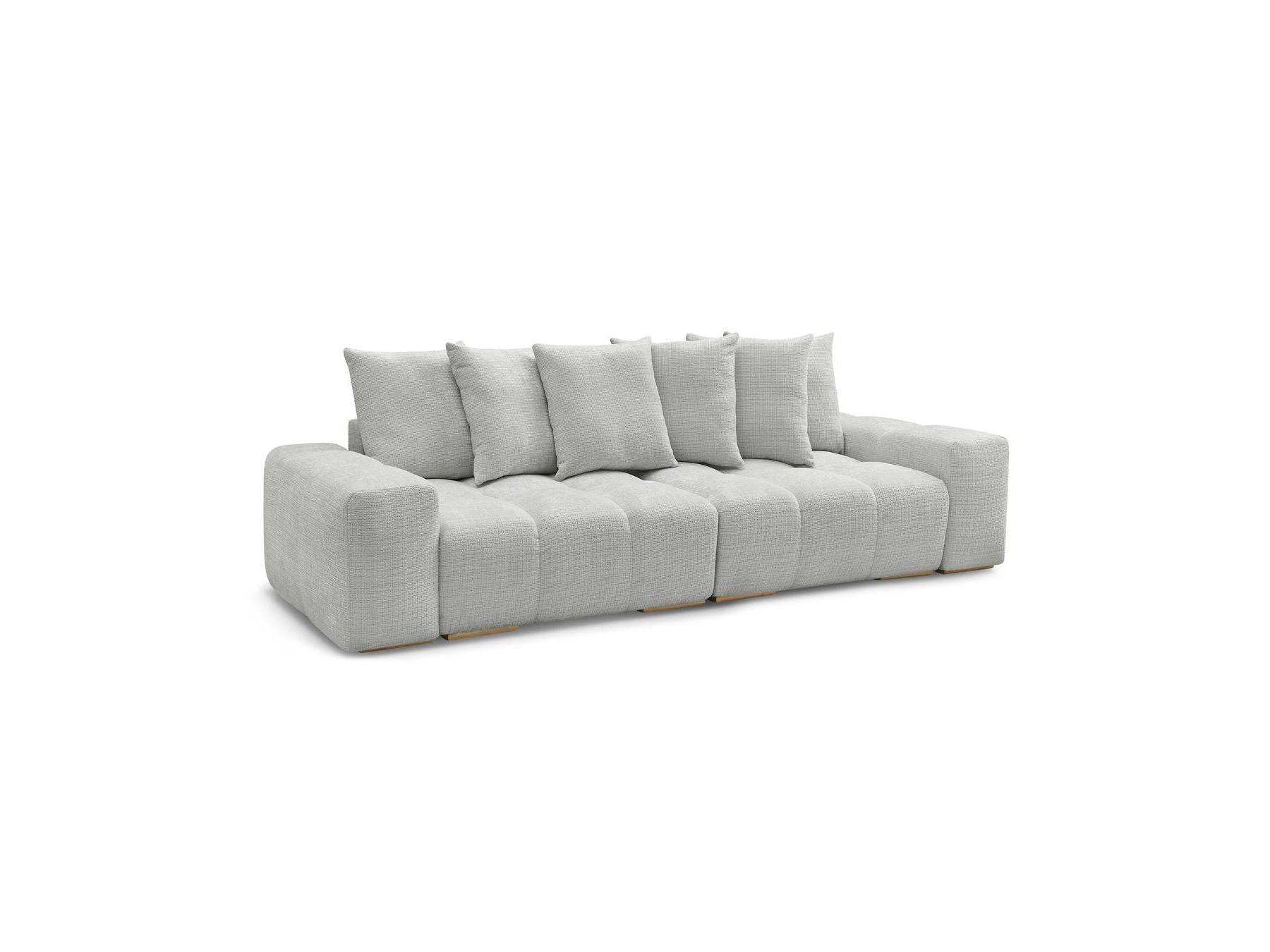 Anakin - Canapé Droit Convertible Coffre - Tissu Texturé - 6 Coussins