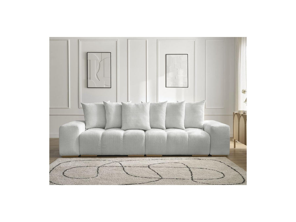 Anakin - Canapé Droit Convertible Coffre - Tissu Texturé - 6 Coussins