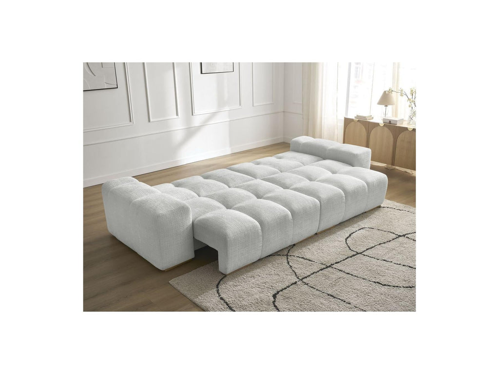 Anakin - Canapé Droit Convertible Coffre - Tissu Texturé - 6 Coussins
