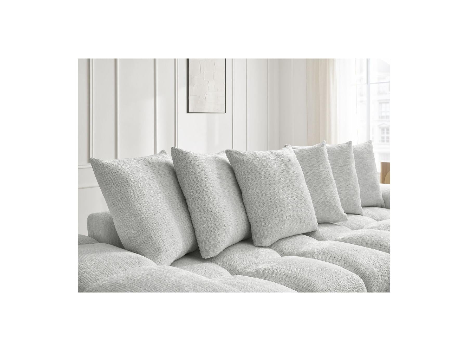 Anakin - Canapé Droit Convertible Coffre - Tissu Texturé - 6 Coussins