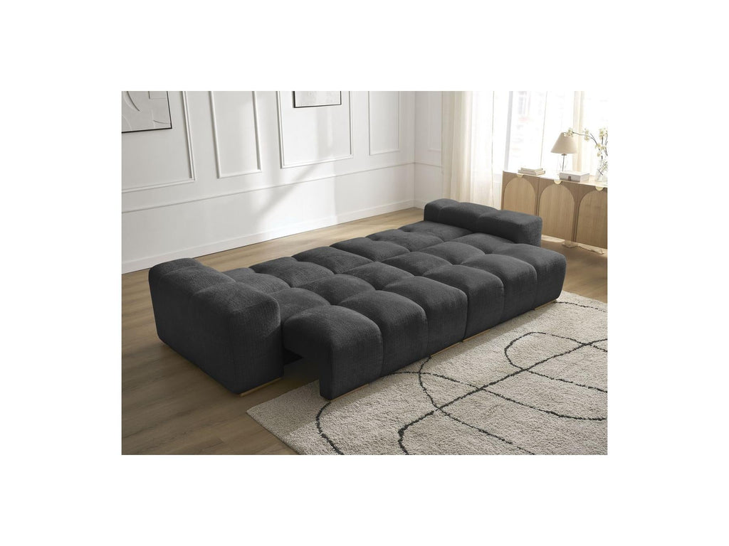 Anakin - Canapé Droit Convertible Coffre - Tissu Texturé - 6 Coussins