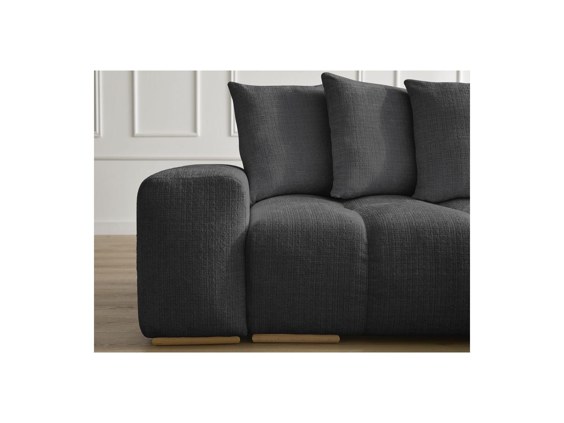 Anakin - Canapé Droit Convertible Coffre - Tissu Texturé - 6 Coussins