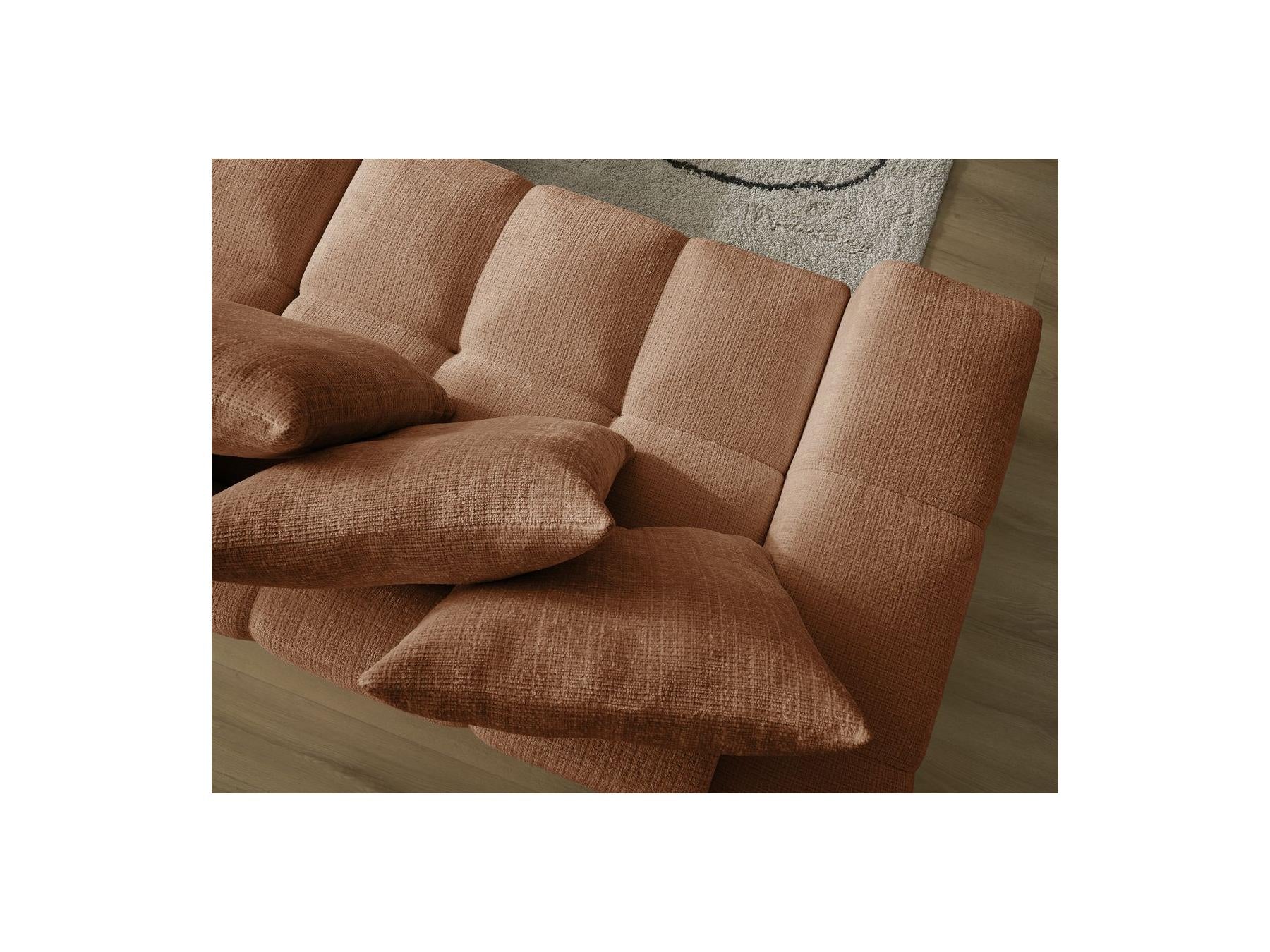 Anakin - Canapé Droit Convertible Coffre - Tissu Texturé - 6 Coussins