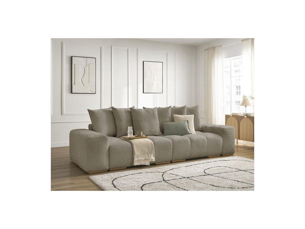 Anakin - Canapé Droit Convertible Coffre - Tissu Texturé - 6 Coussins