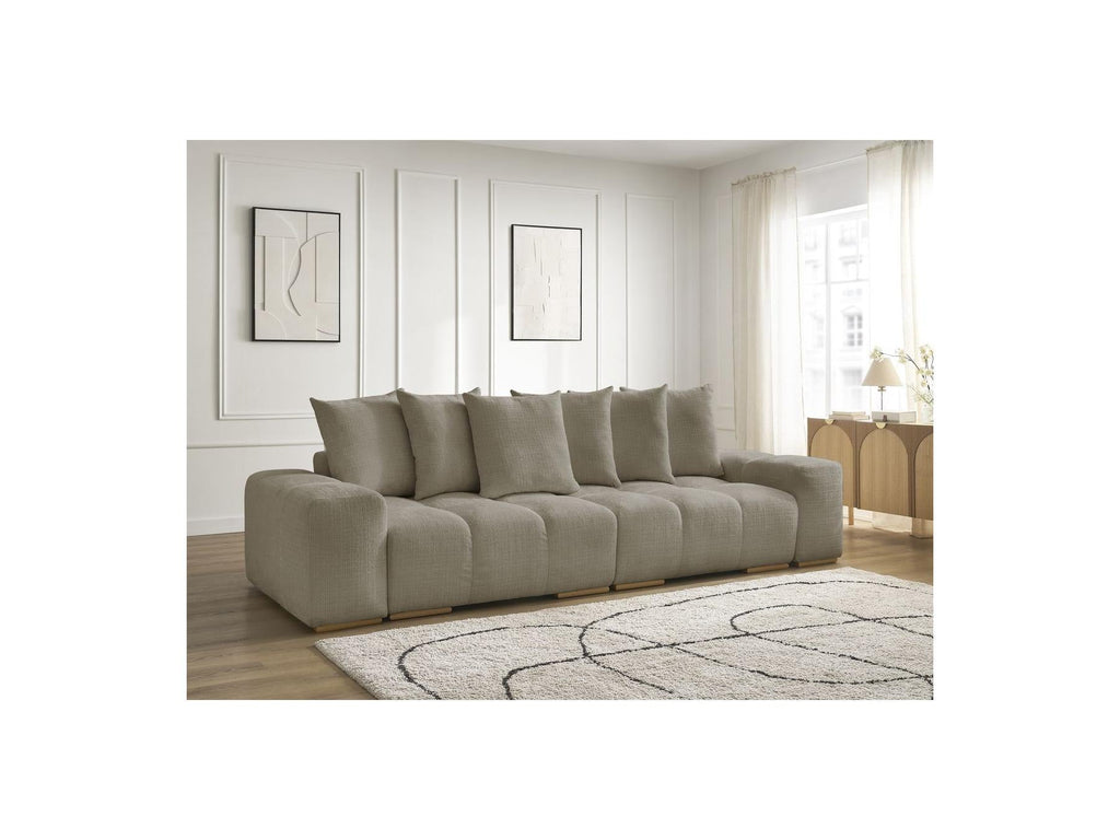 Anakin - Canapé Droit Convertible Coffre - Tissu Texturé - 6 Coussins