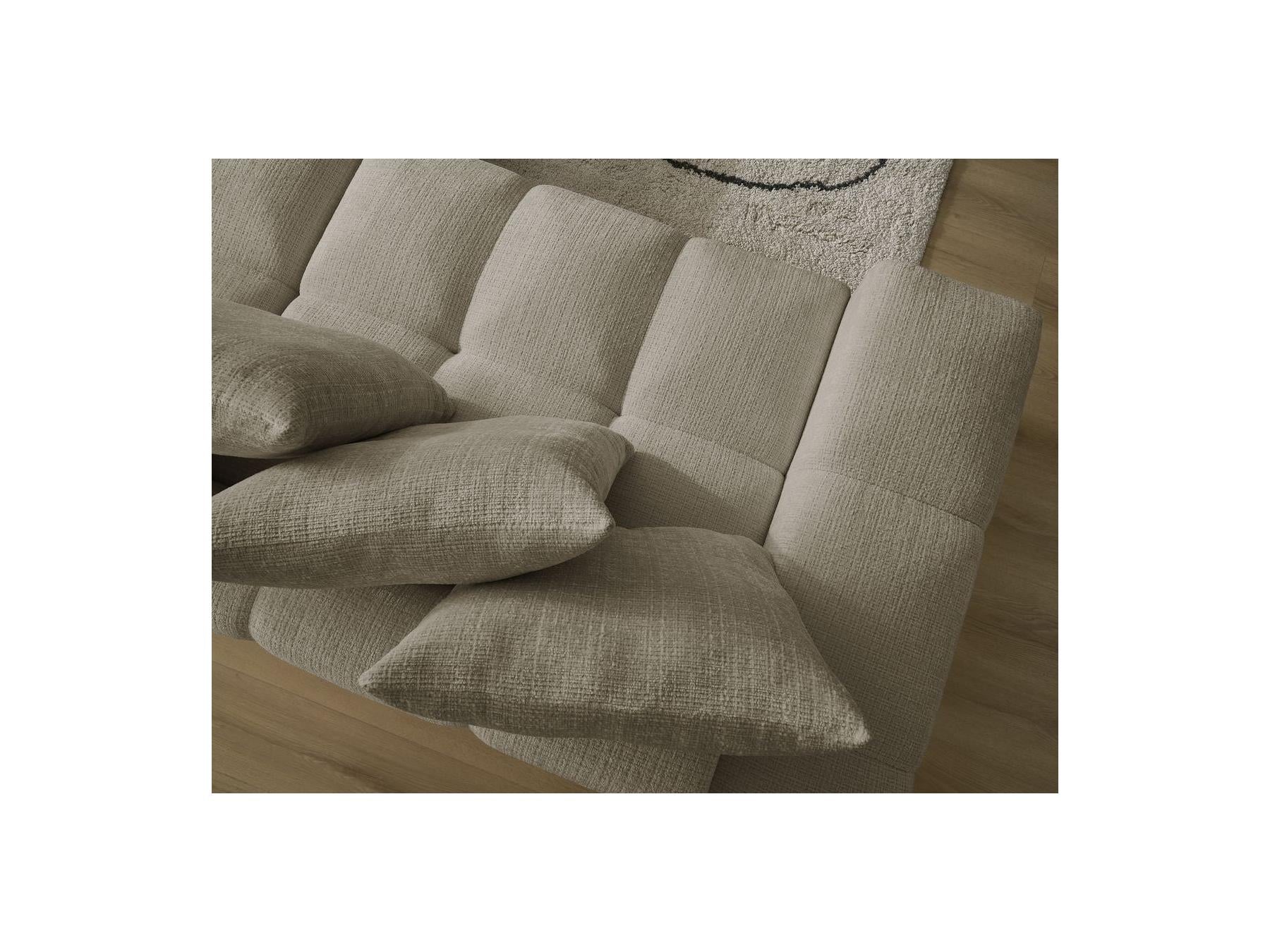 Anakin - Canapé Droit Convertible Coffre - Tissu Texturé - 6 Coussins