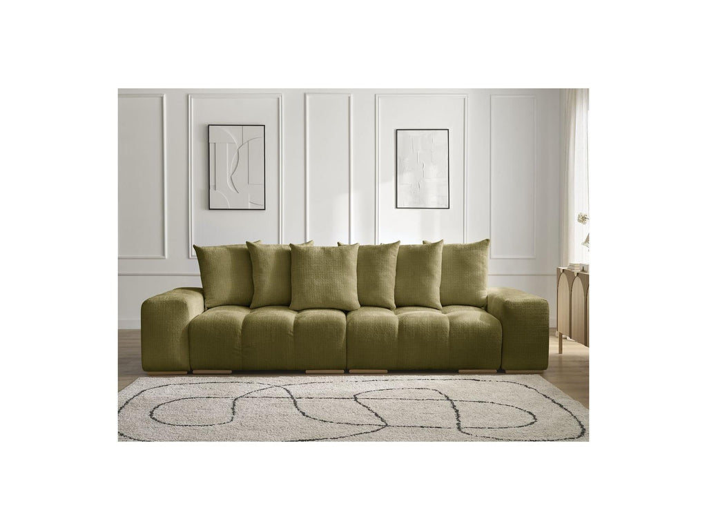Anakin - Canapé Droit Convertible Coffre - Tissu Texturé - 6 Coussins
