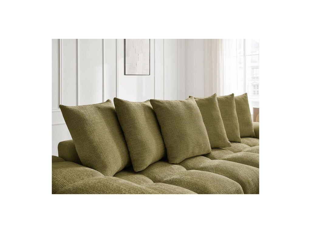 Anakin - Canapé Droit Convertible Coffre - Tissu Texturé - 6 Coussins