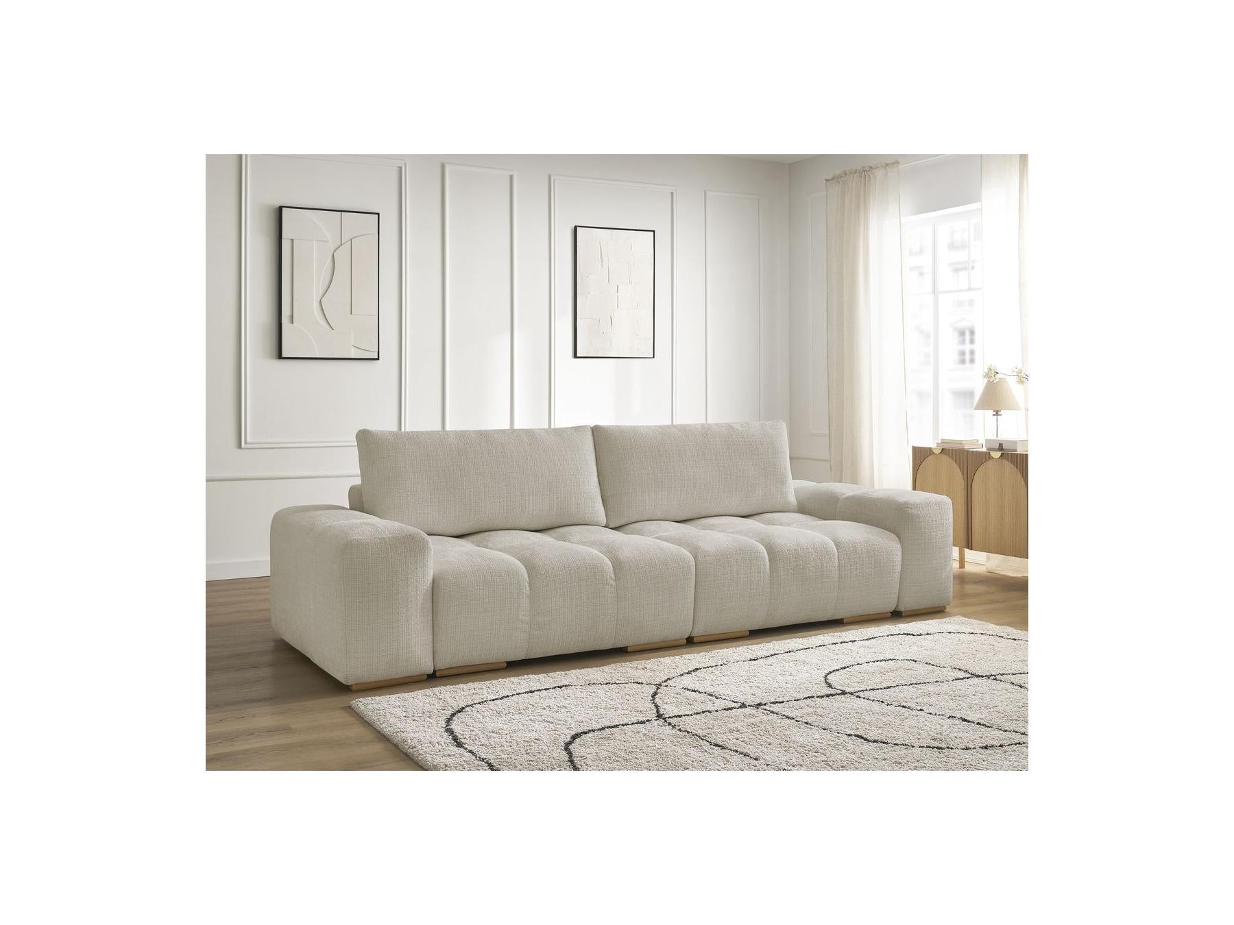 Anakin - Canapé Droit Convertible Coffre - Tissu Texturé - 2 Coussins