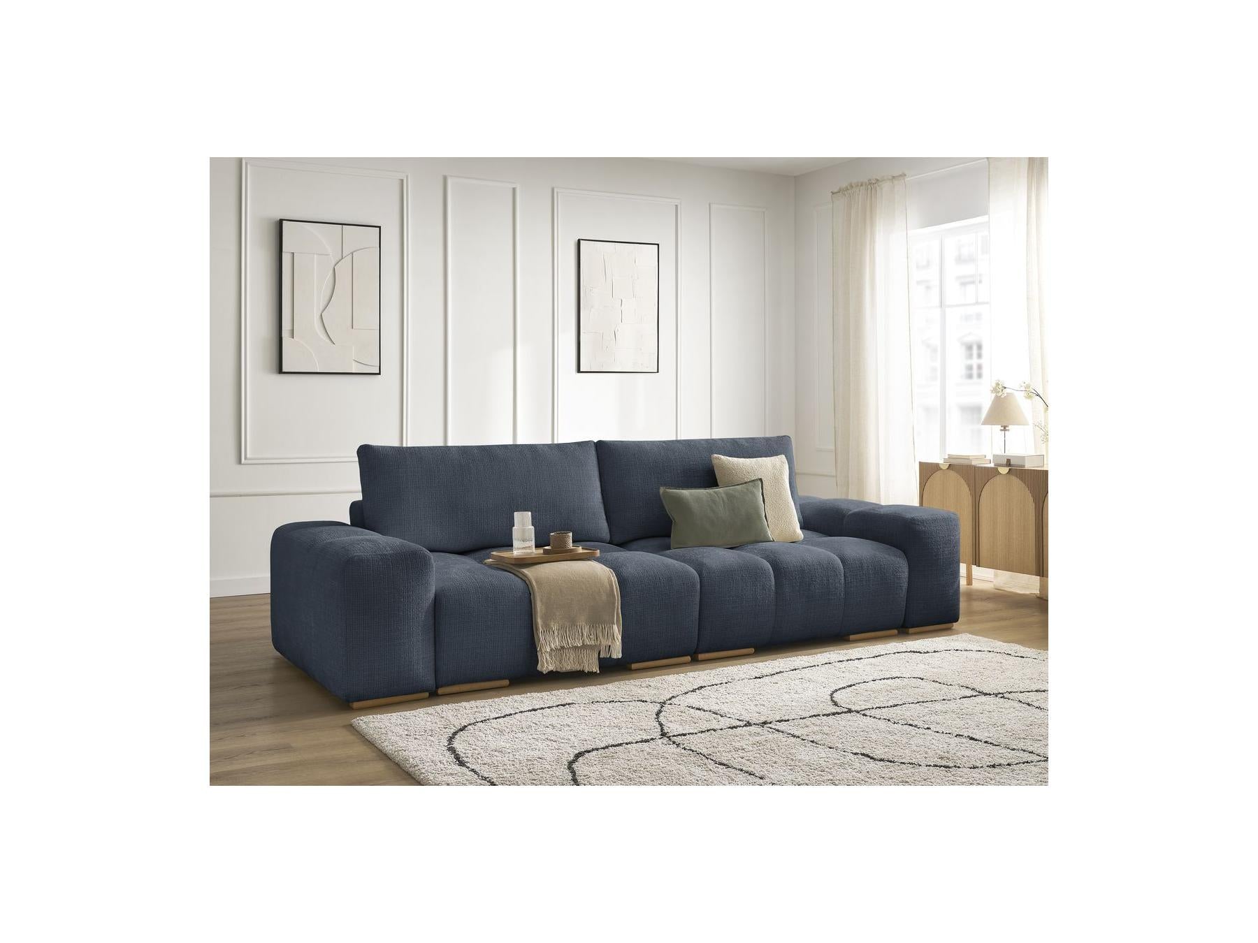 Anakin - Canapé Droit Convertible Coffre - Tissu Texturé - 2 Coussins
