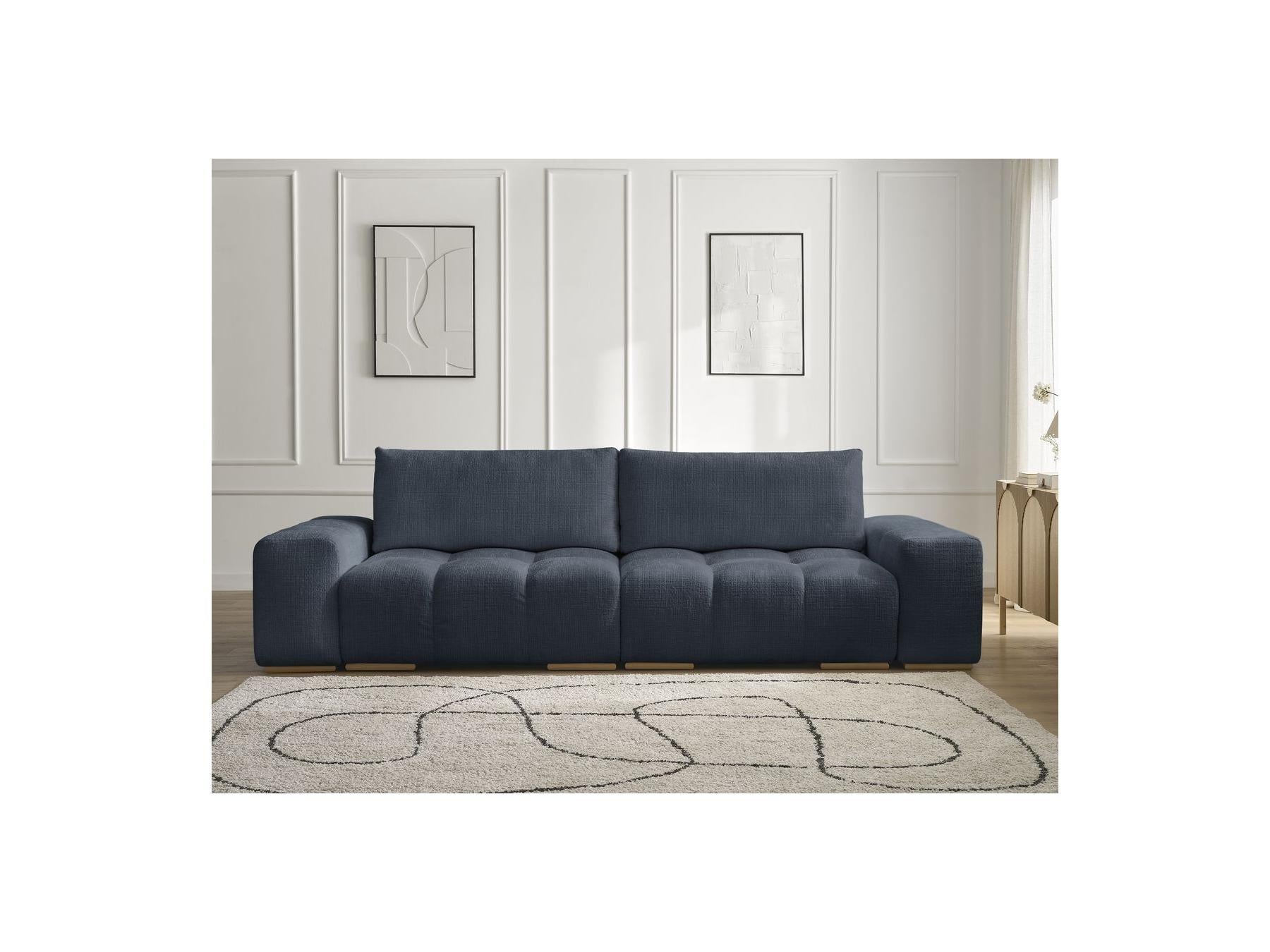 Anakin - Canapé Droit Convertible Coffre - Tissu Texturé - 2 Coussins