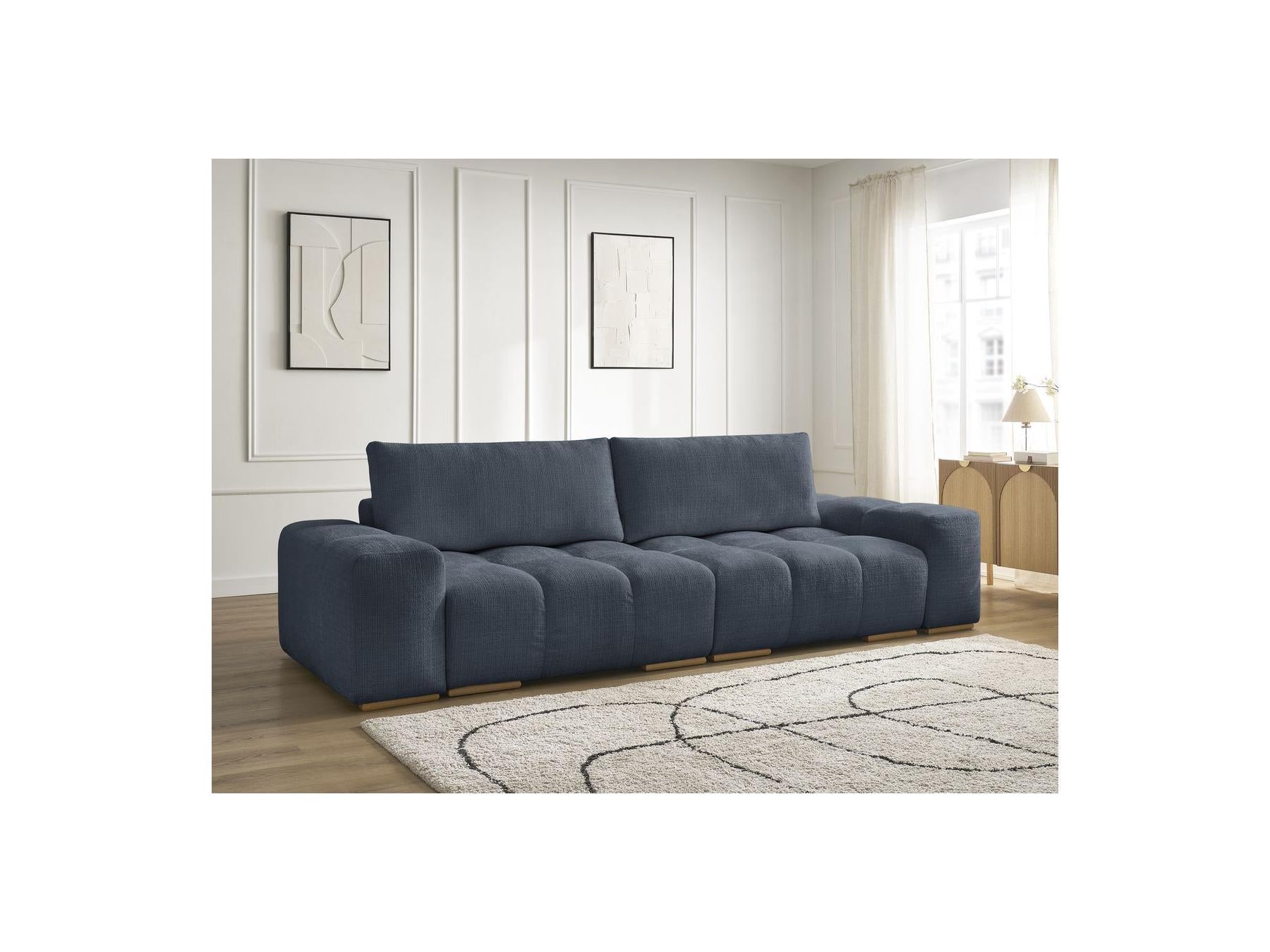 Anakin - Canapé Droit Convertible Coffre - Tissu Texturé - 2 Coussins