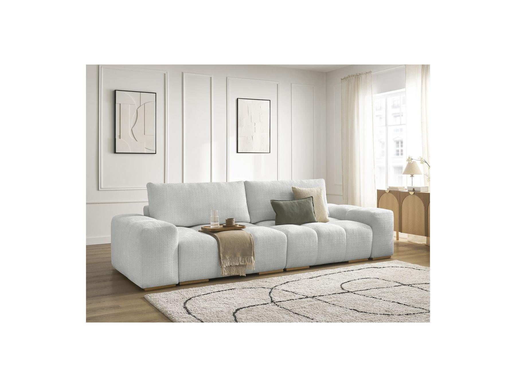 Anakin - Canapé Droit Convertible Coffre - Tissu Texturé - 2 Coussins