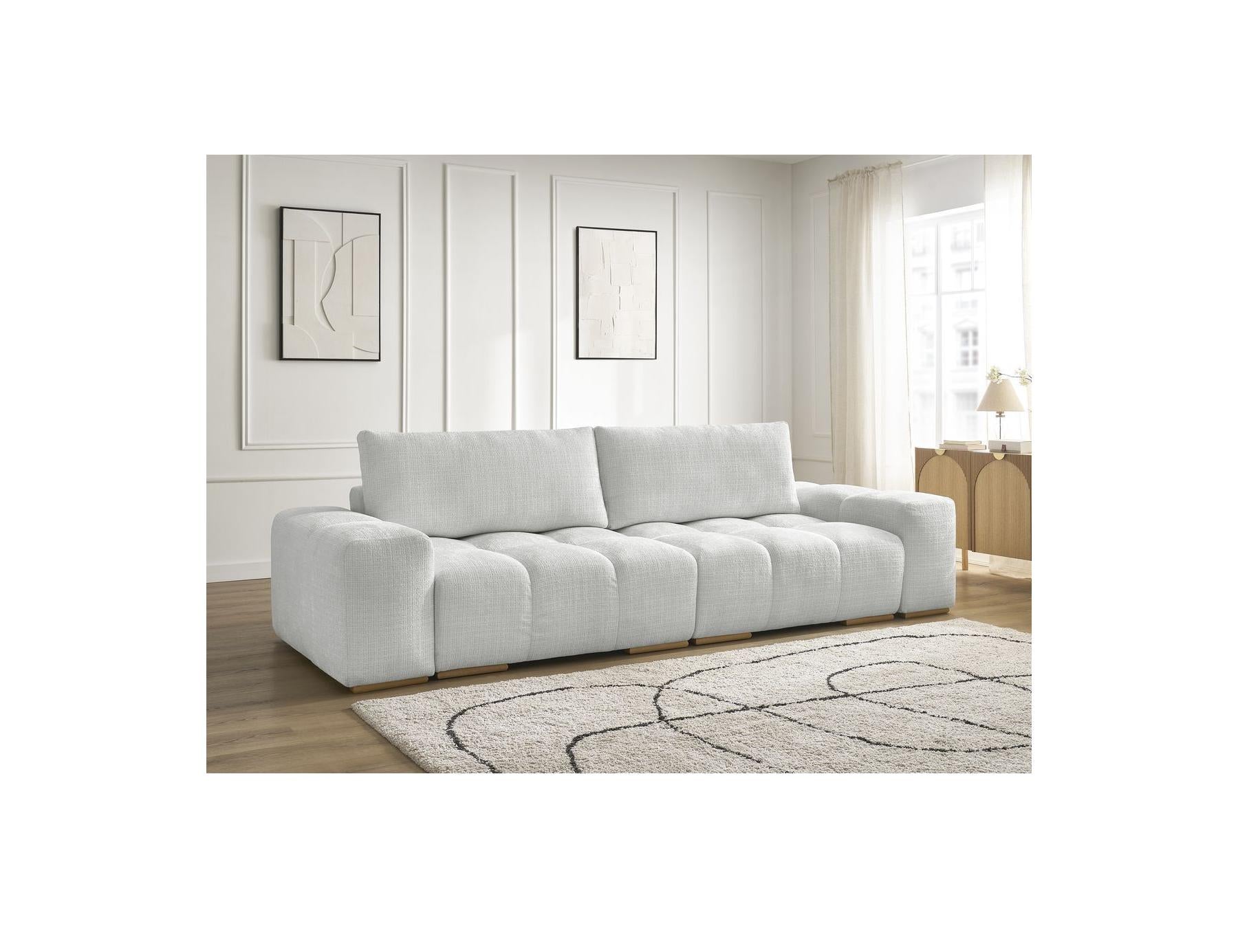 Anakin - Canapé Droit Convertible Coffre - Tissu Texturé - 2 Coussins