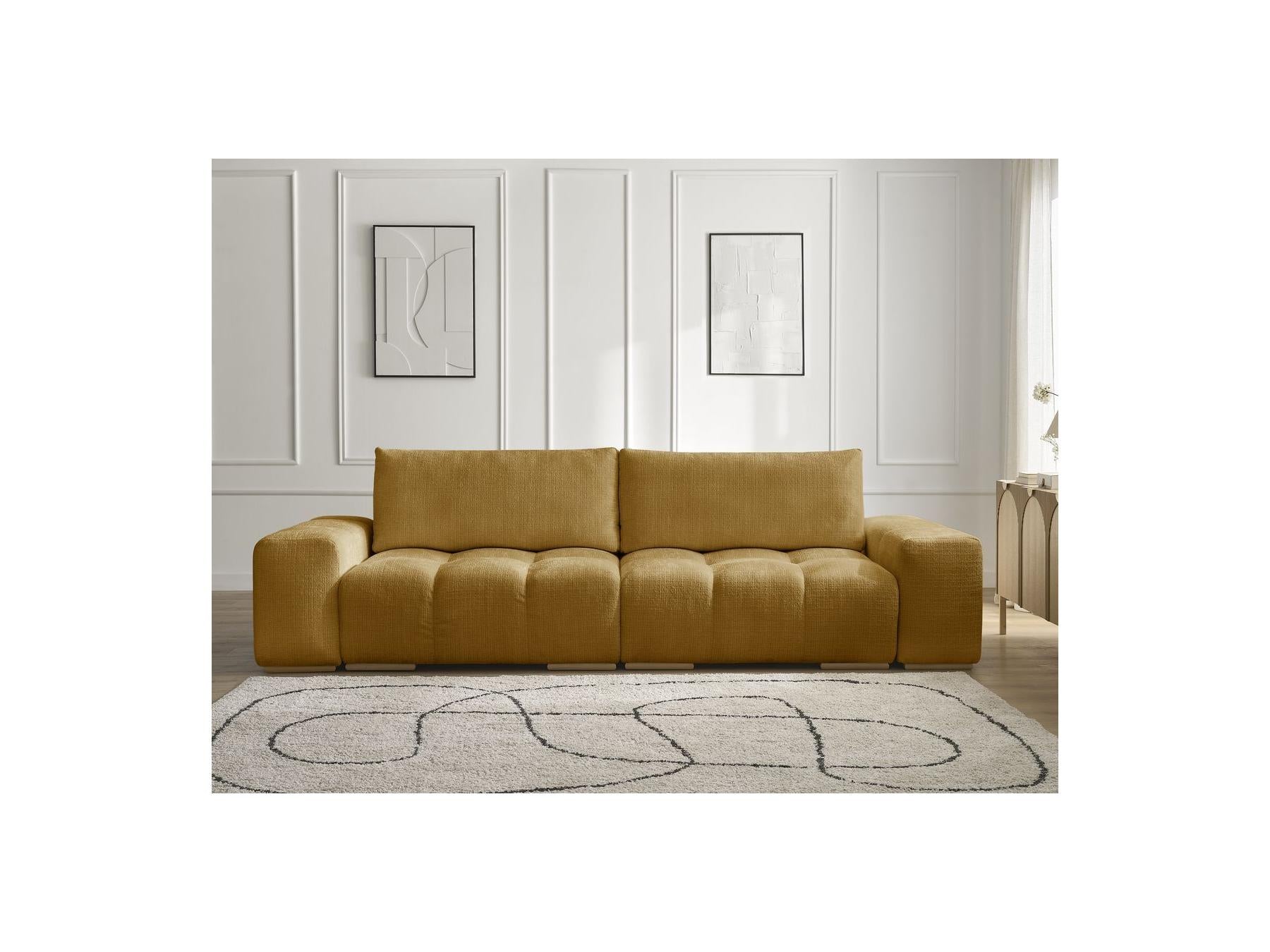 Anakin - Canapé Droit Convertible Coffre - Tissu Texturé - 2 Coussins