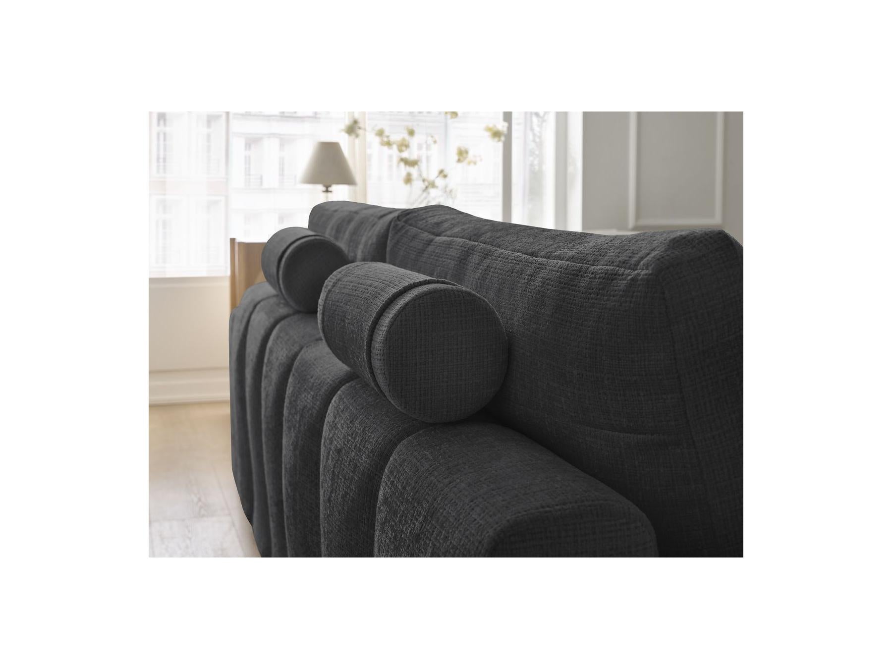 Anakin - Canapé Droit Convertible Coffre - Tissu Texturé - 2 Coussins