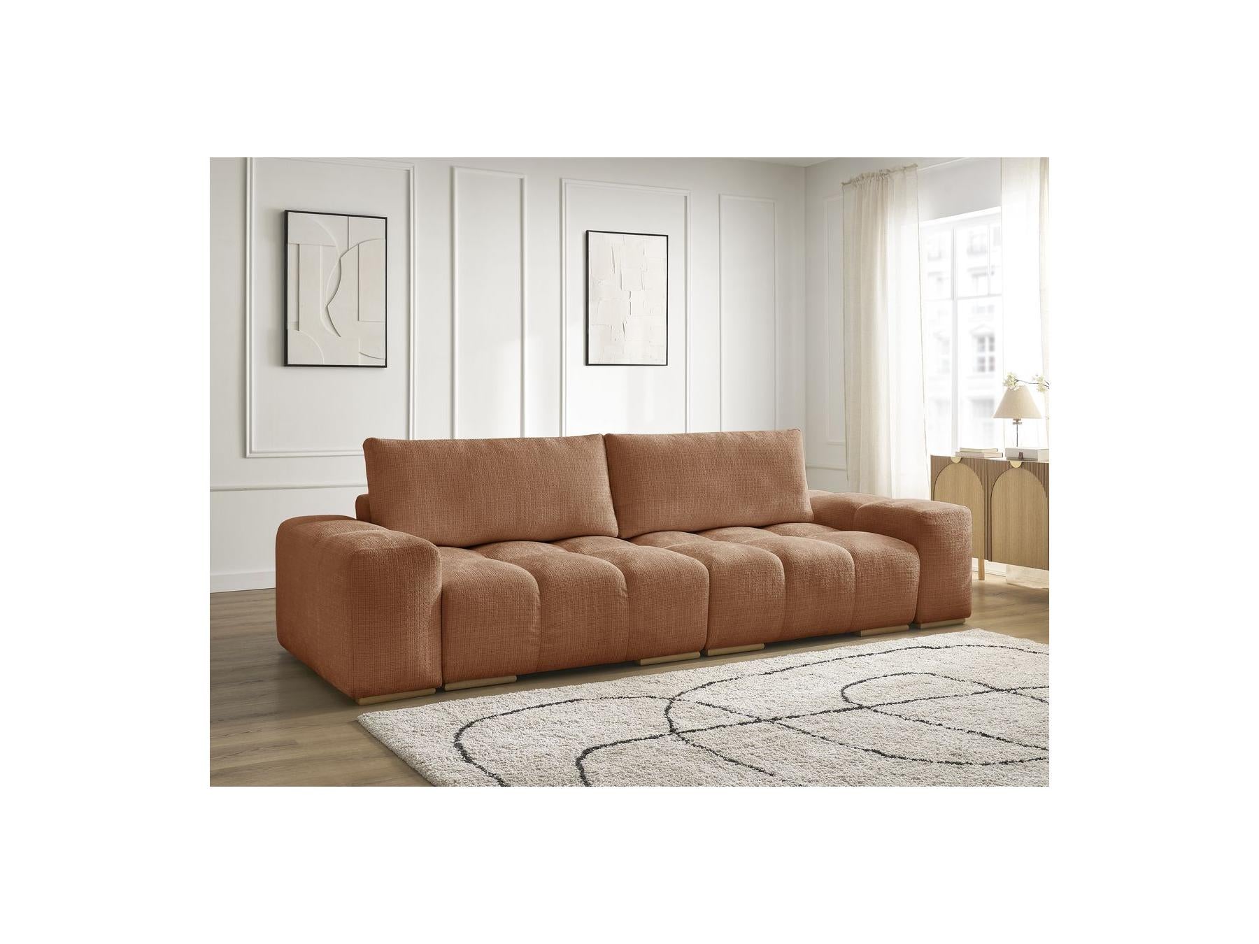 Anakin - Canapé Droit Convertible Coffre - Tissu Texturé - 2 Coussins