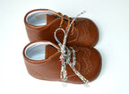 Chaussons Bébé Souples Antidérapants Mini-Adonis - Cuir Cognac - Mixte