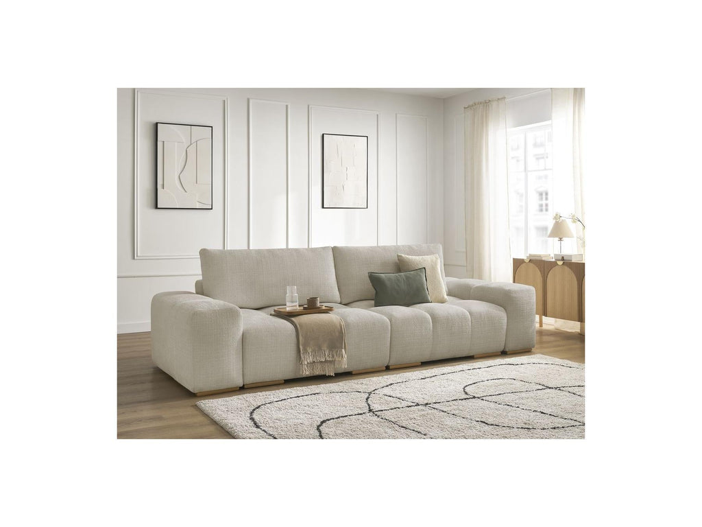 Anakin - Canapé Droit Fixe 3 Places - Tissu Texturé - 2 Coussins
