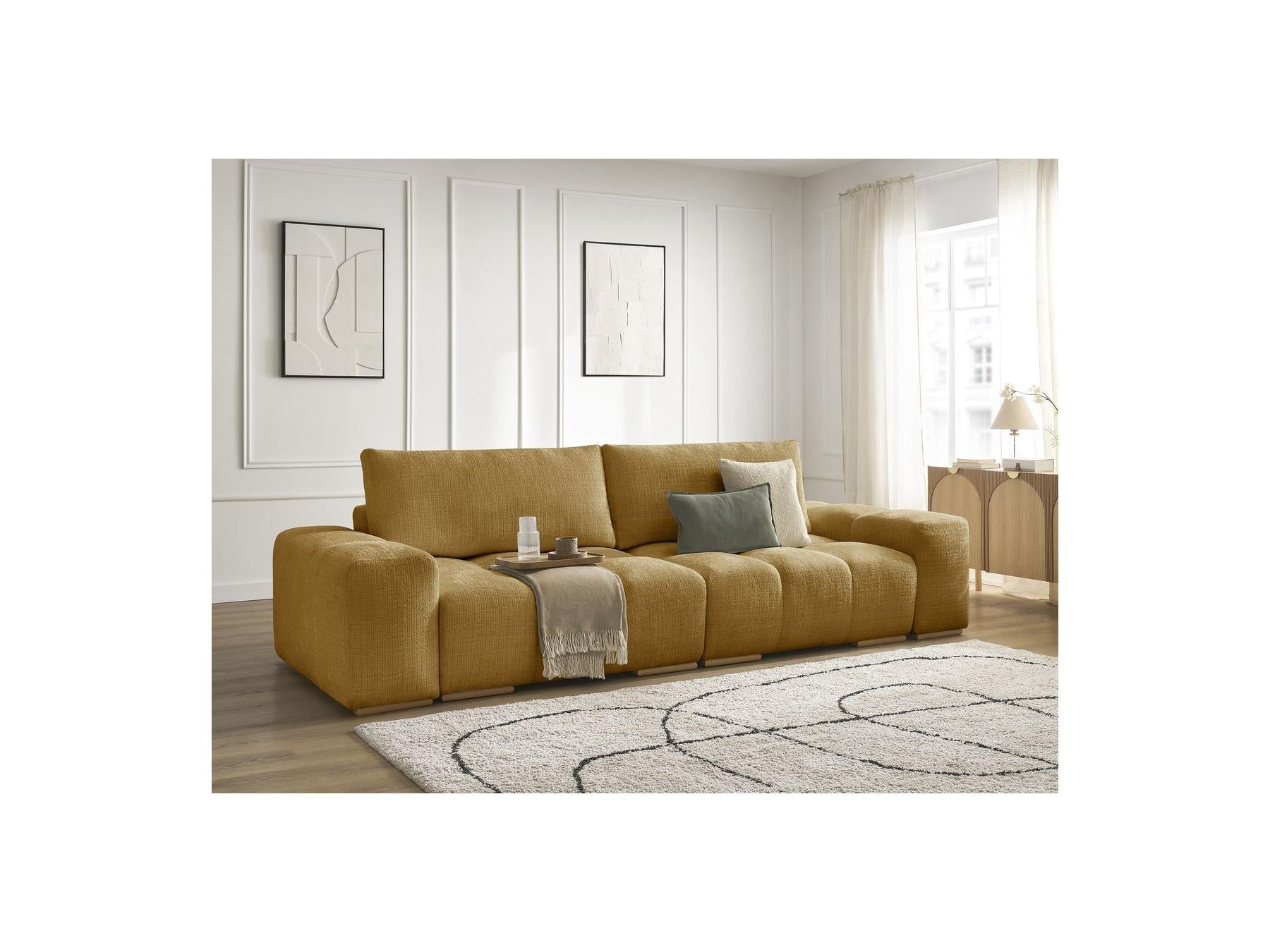 Anakin - Canapé Droit Fixe 3 Places - Tissu Texturé - 2 Coussins