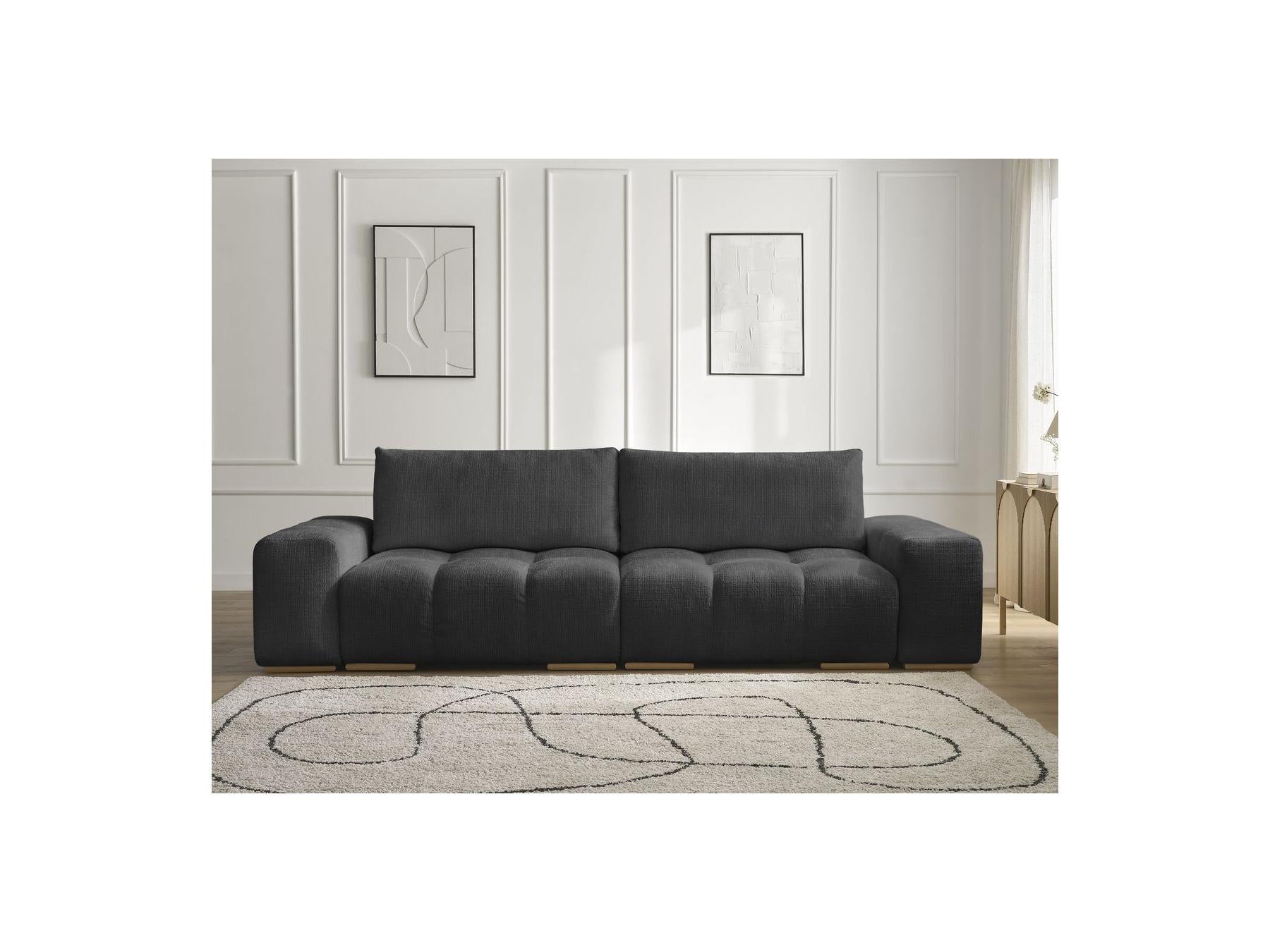 Anakin - Canapé Droit Fixe 3 Places - Tissu Texturé - 2 Coussins