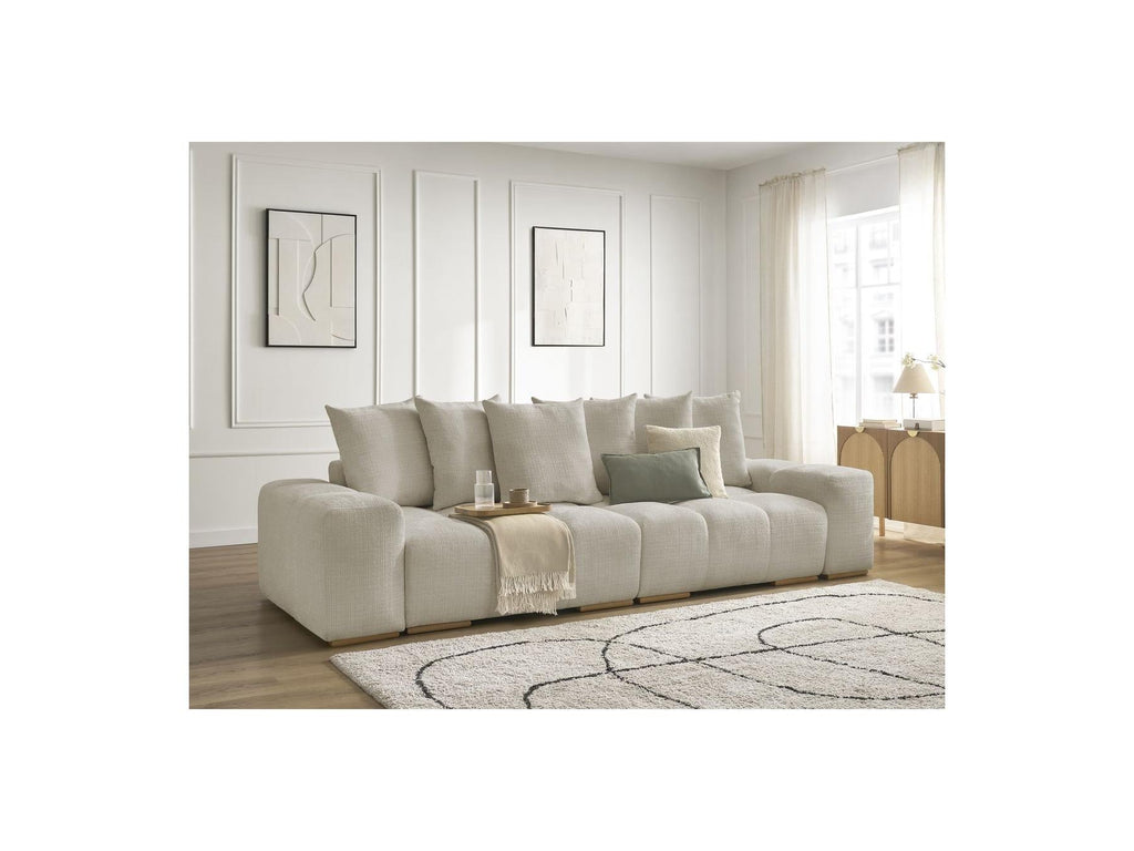 Anakin - Canapé Droit Fixe 3 Places - Tissu Texturé - 6 Coussins