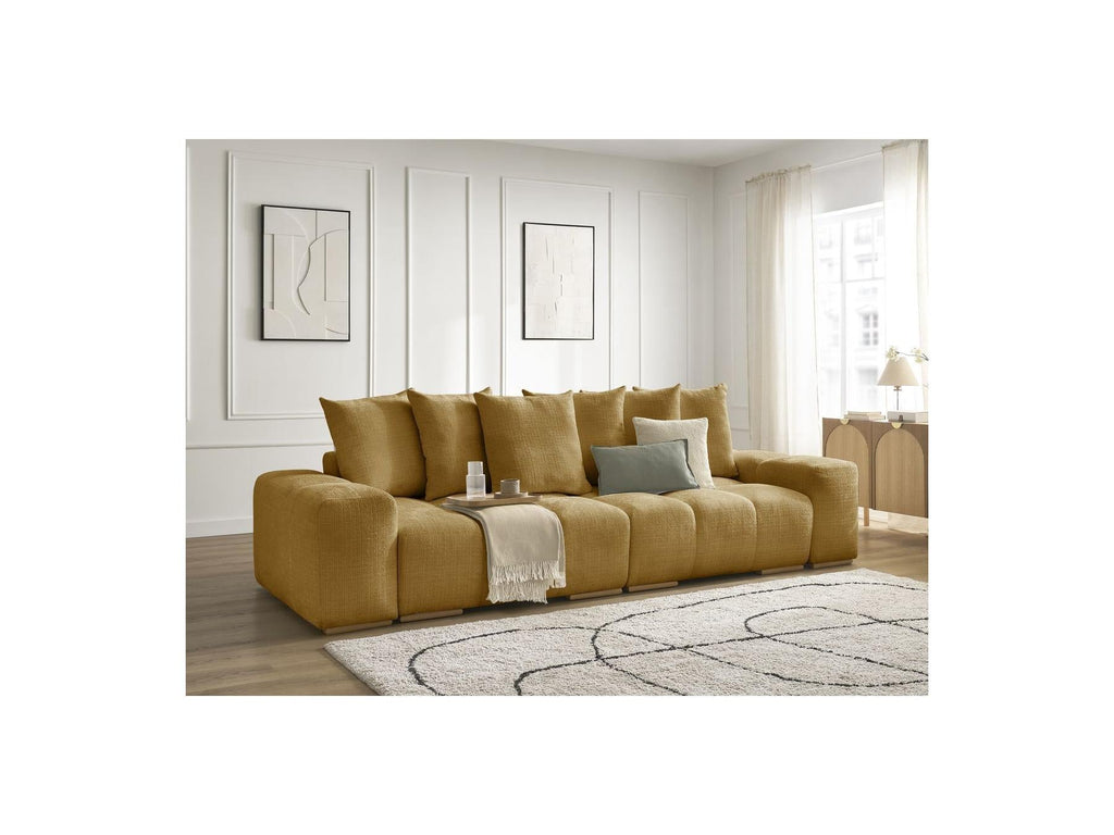 Anakin - Canapé Droit Fixe 3 Places - Tissu Texturé - 6 Coussins