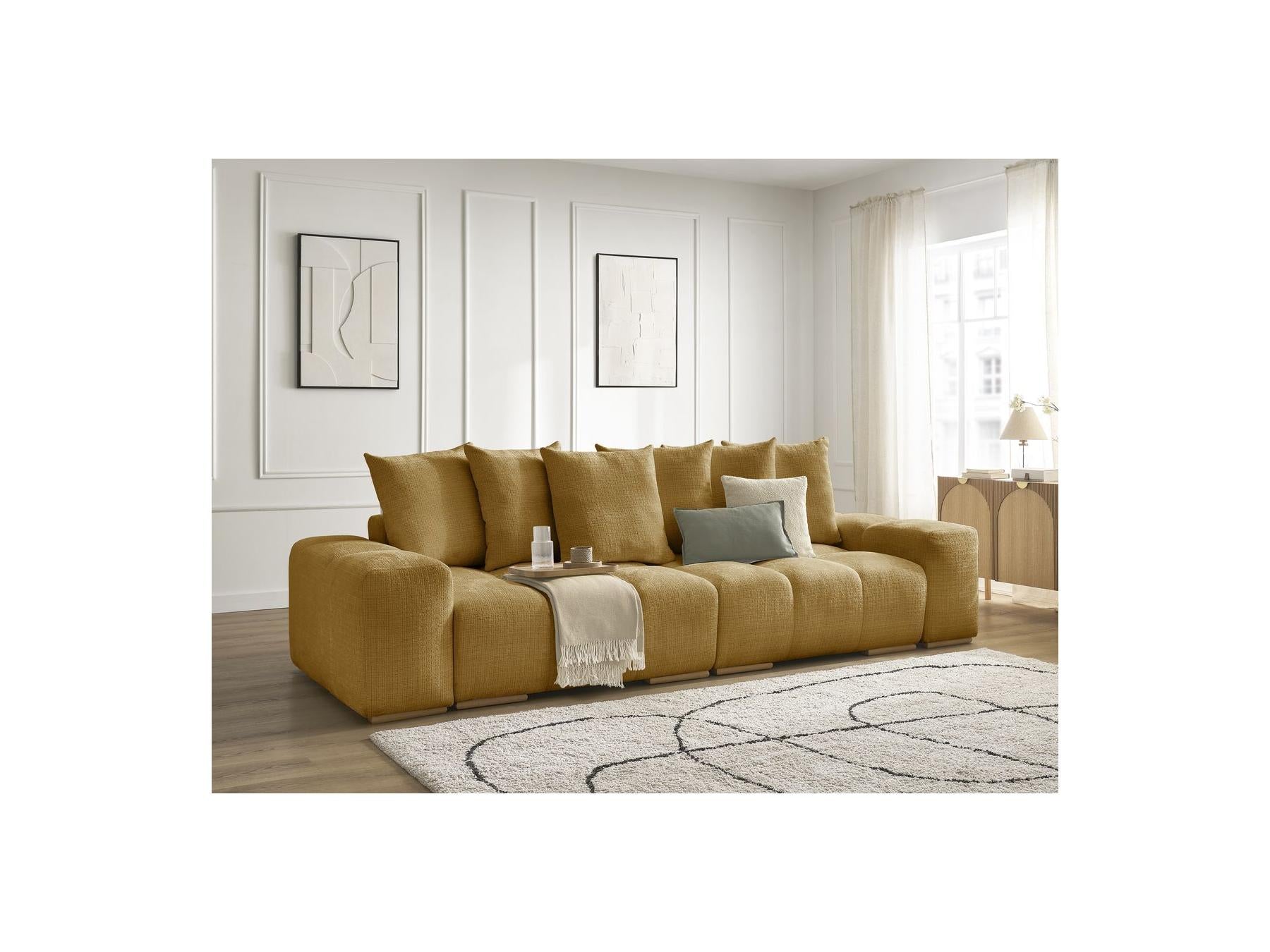 Anakin - Canapé Droit Fixe 3 Places - Tissu Texturé - 6 Coussins