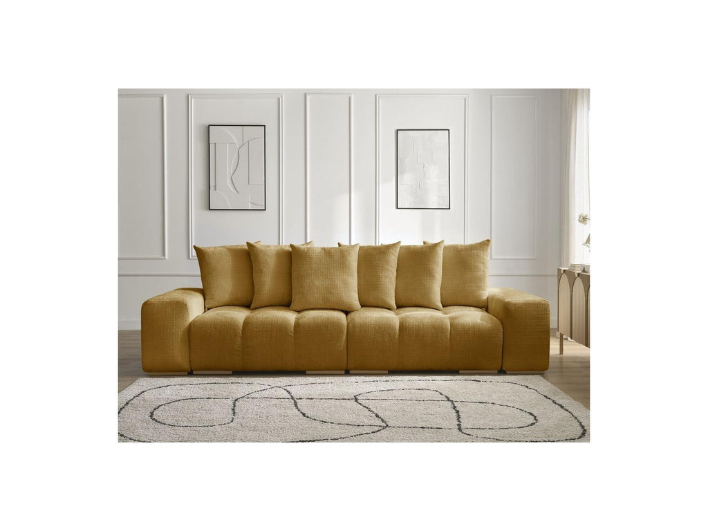 Anakin - Canapé Droit Fixe 3 Places - Tissu Texturé - 6 Coussins