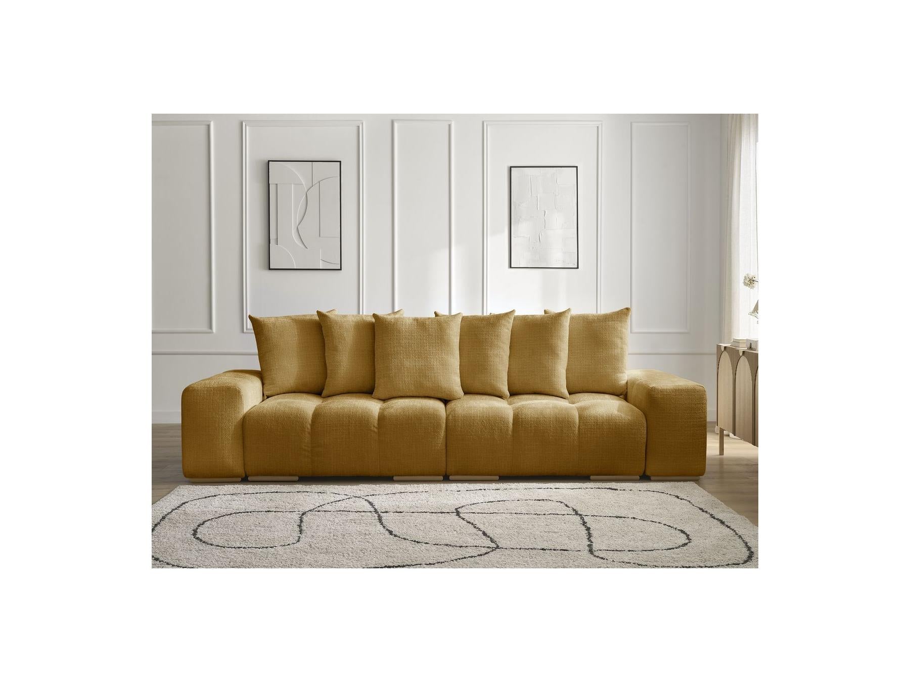 Anakin - Canapé Droit Fixe 3 Places - Tissu Texturé - 6 Coussins