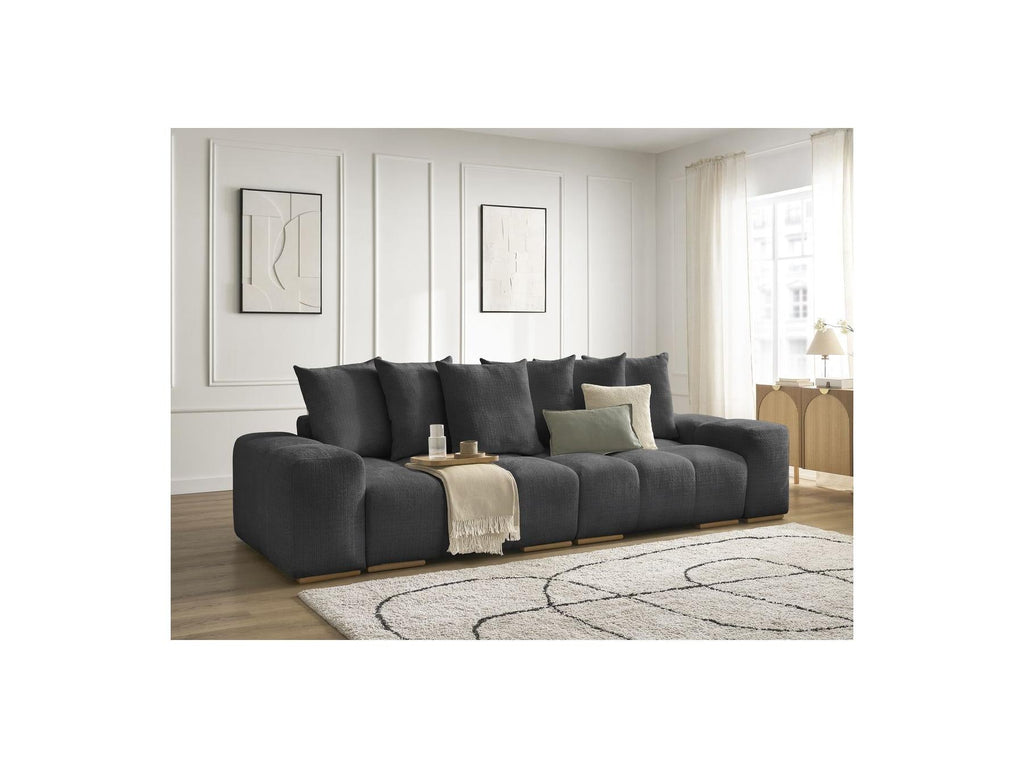 Anakin - Canapé Droit Fixe 3 Places - Tissu Texturé - 6 Coussins