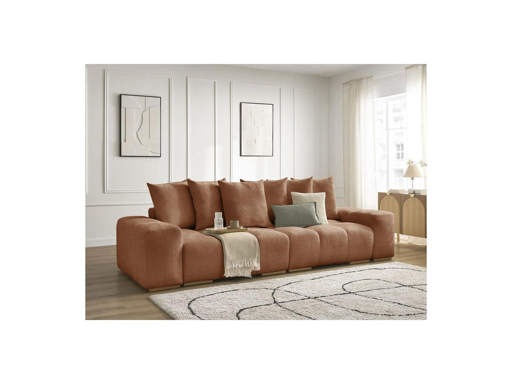 Anakin - Canapé Droit Fixe 3 Places - Tissu Texturé - 6 Coussins