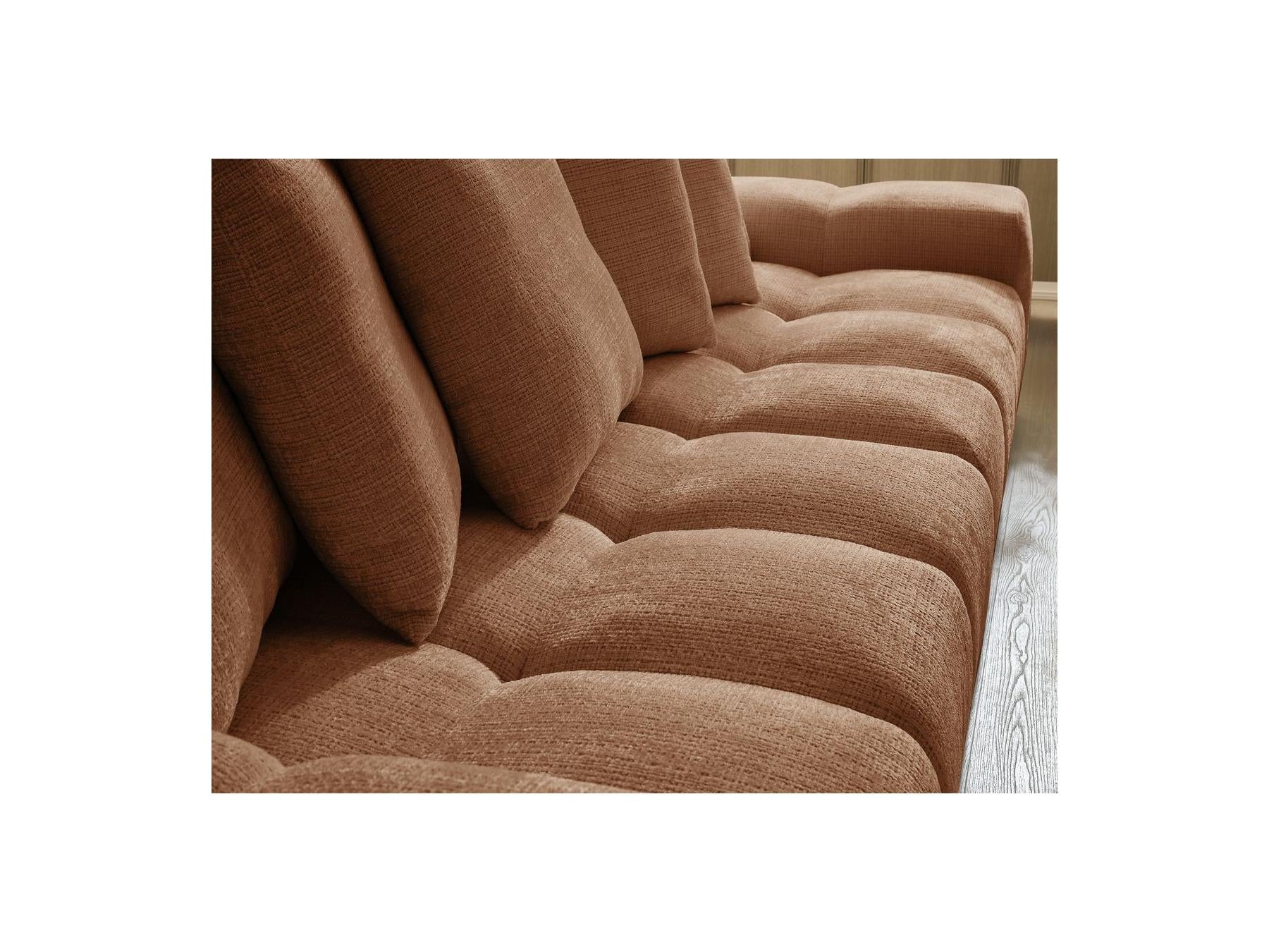 Anakin - Canapé Droit Fixe 3 Places - Tissu Texturé - 6 Coussins