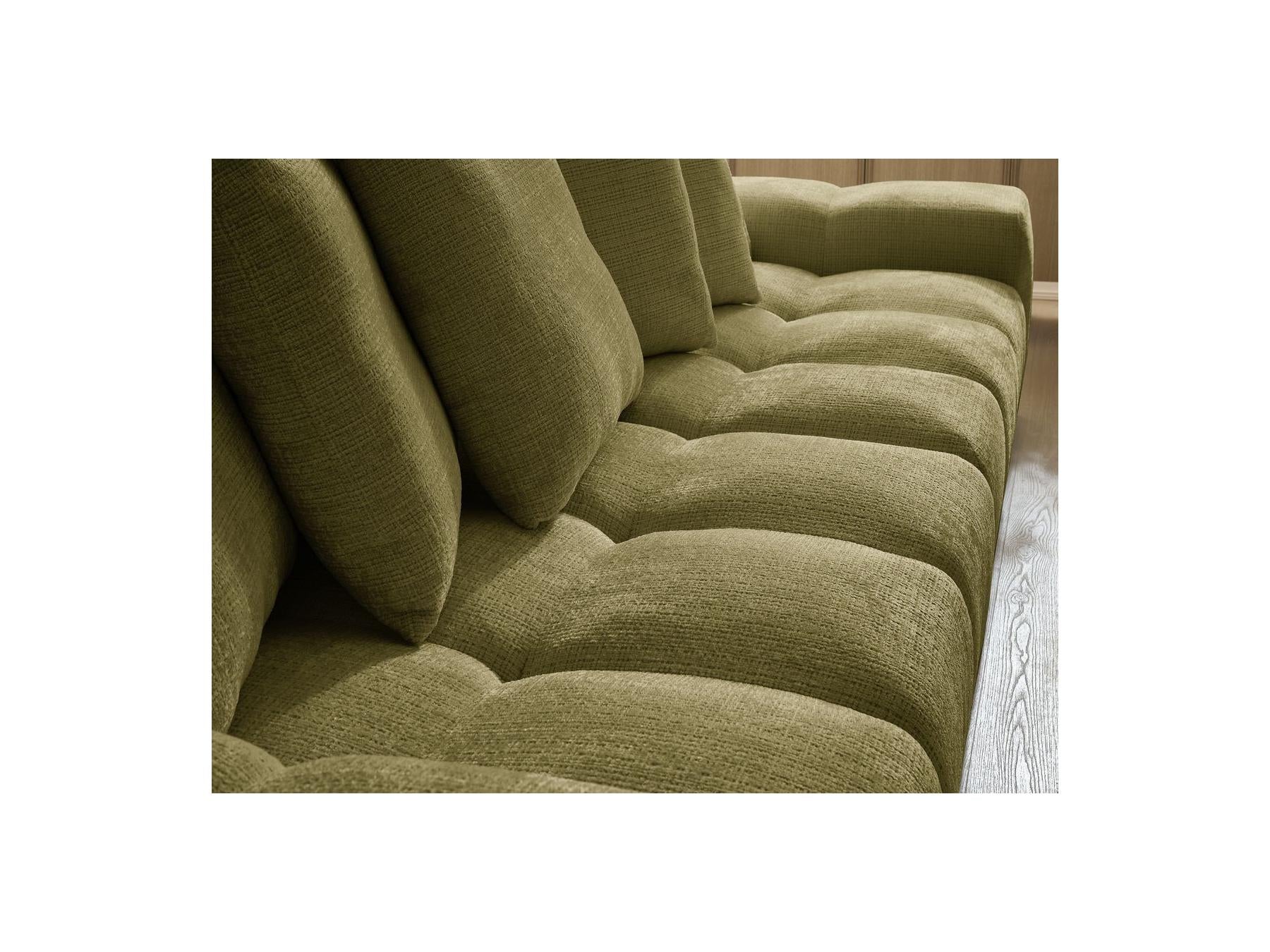 Anakin - Canapé Droit Fixe 3 Places - Tissu Texturé - 6 Coussins