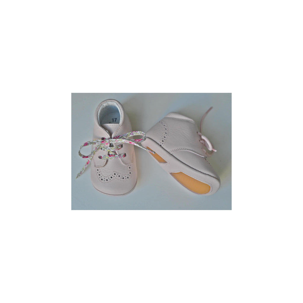 Chaussons Bébé Souples Antidérapants Mini-Adonis - Cuir Rose Pâle - Fille