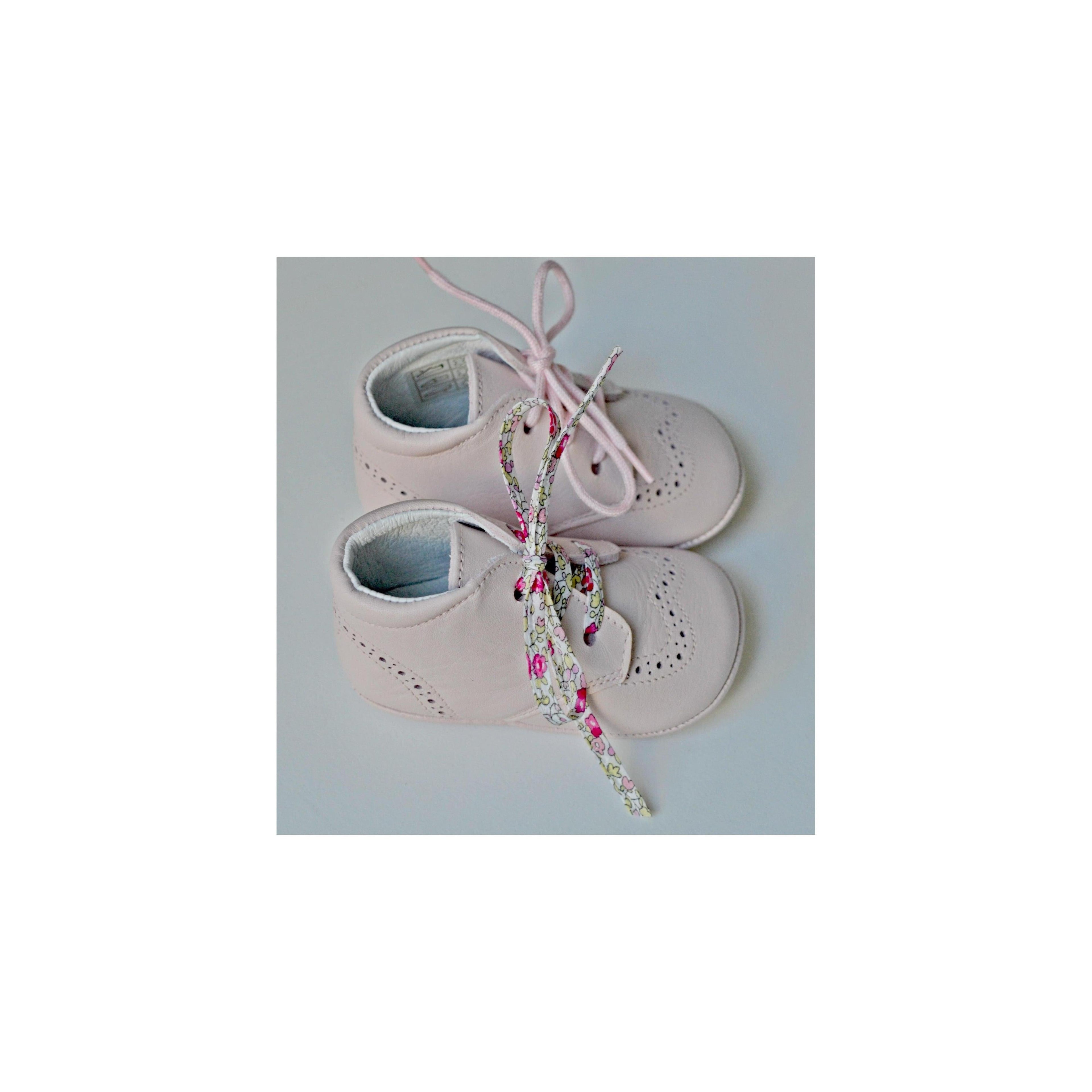 Chaussons Bébé Souples Antidérapants Mini-Adonis - Cuir Rose Pâle - Fille