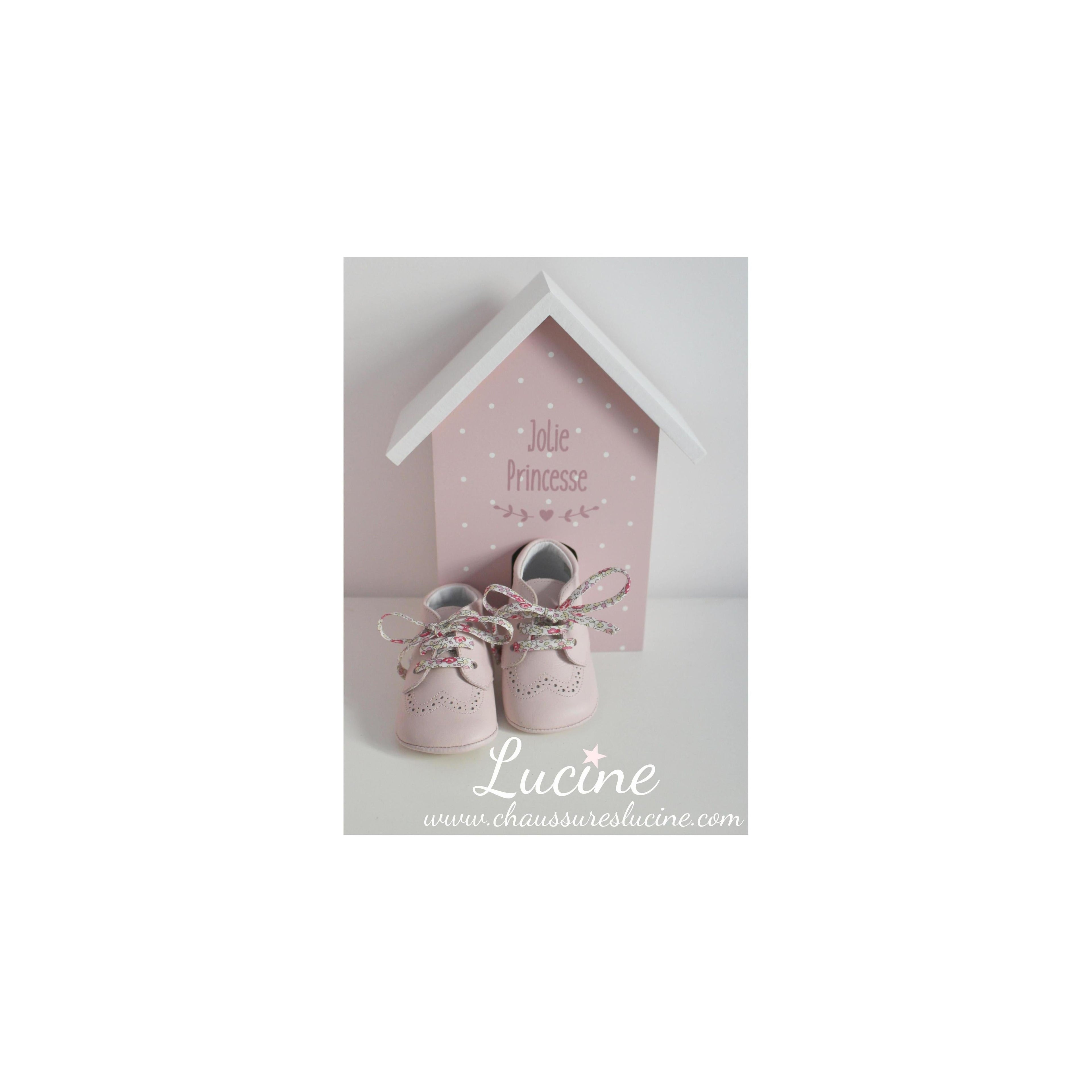 Chaussons Bébé Souples Antidérapants Mini-Adonis - Cuir Rose Pâle - Fille