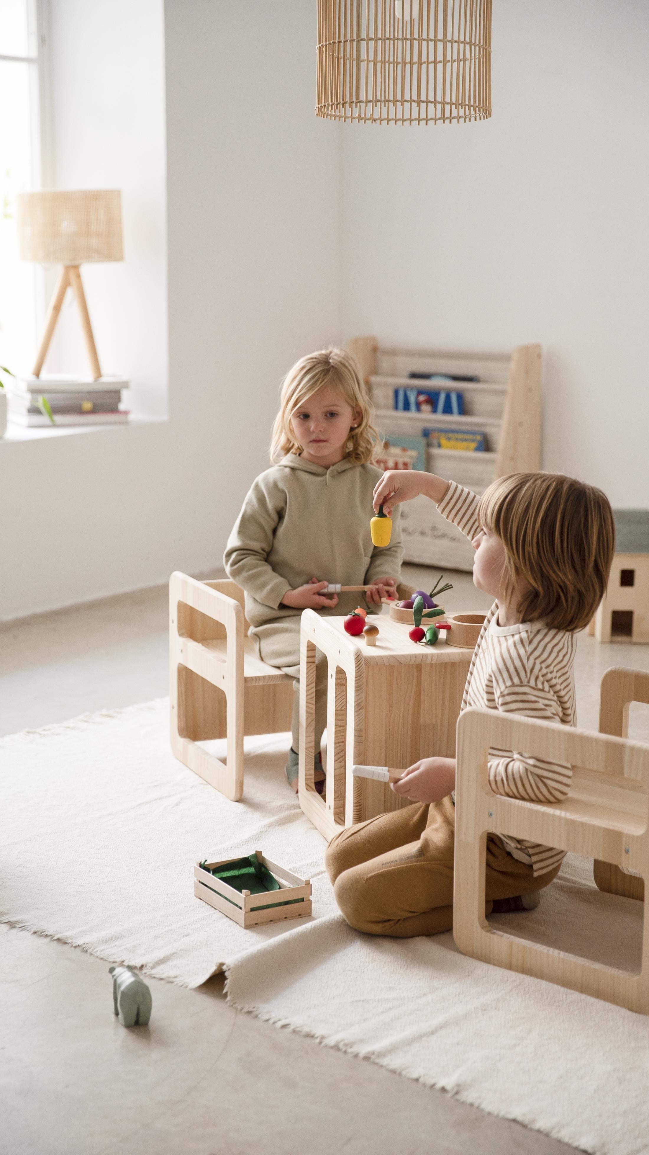 Set De 2 Chaises/Tables Montessori - Naturel