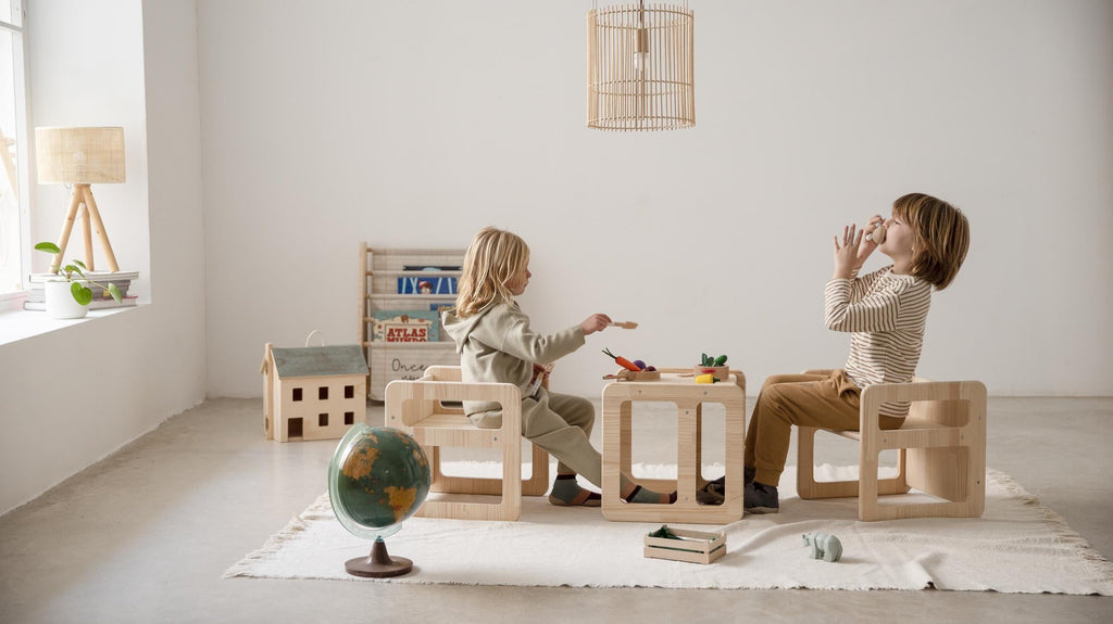 Set De 2 Chaises/Tables Montessori - Naturel