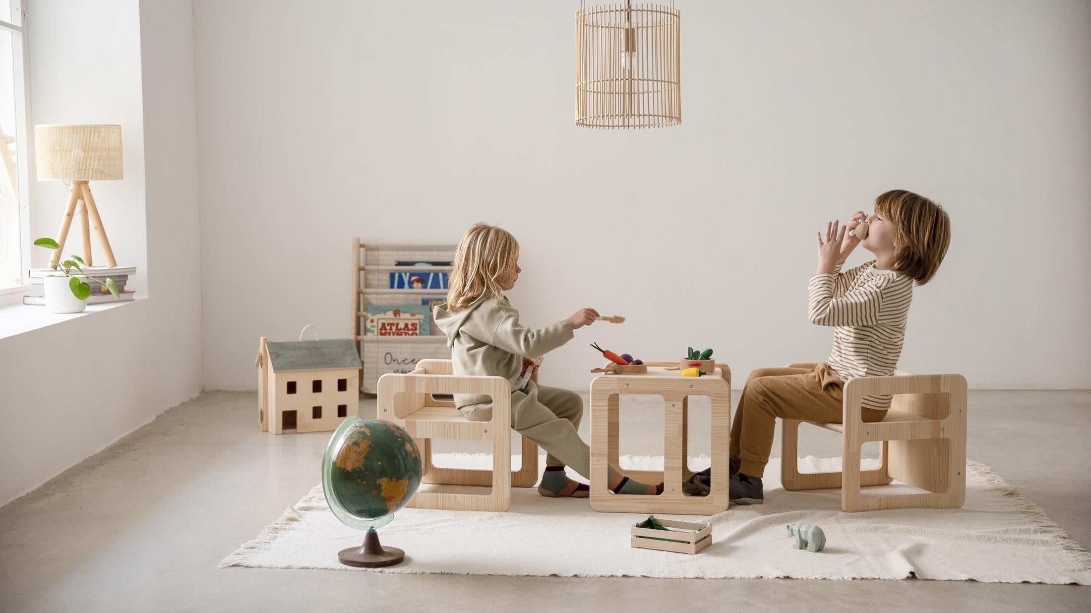 Set De 2 Chaises/Tables Montessori - Naturel