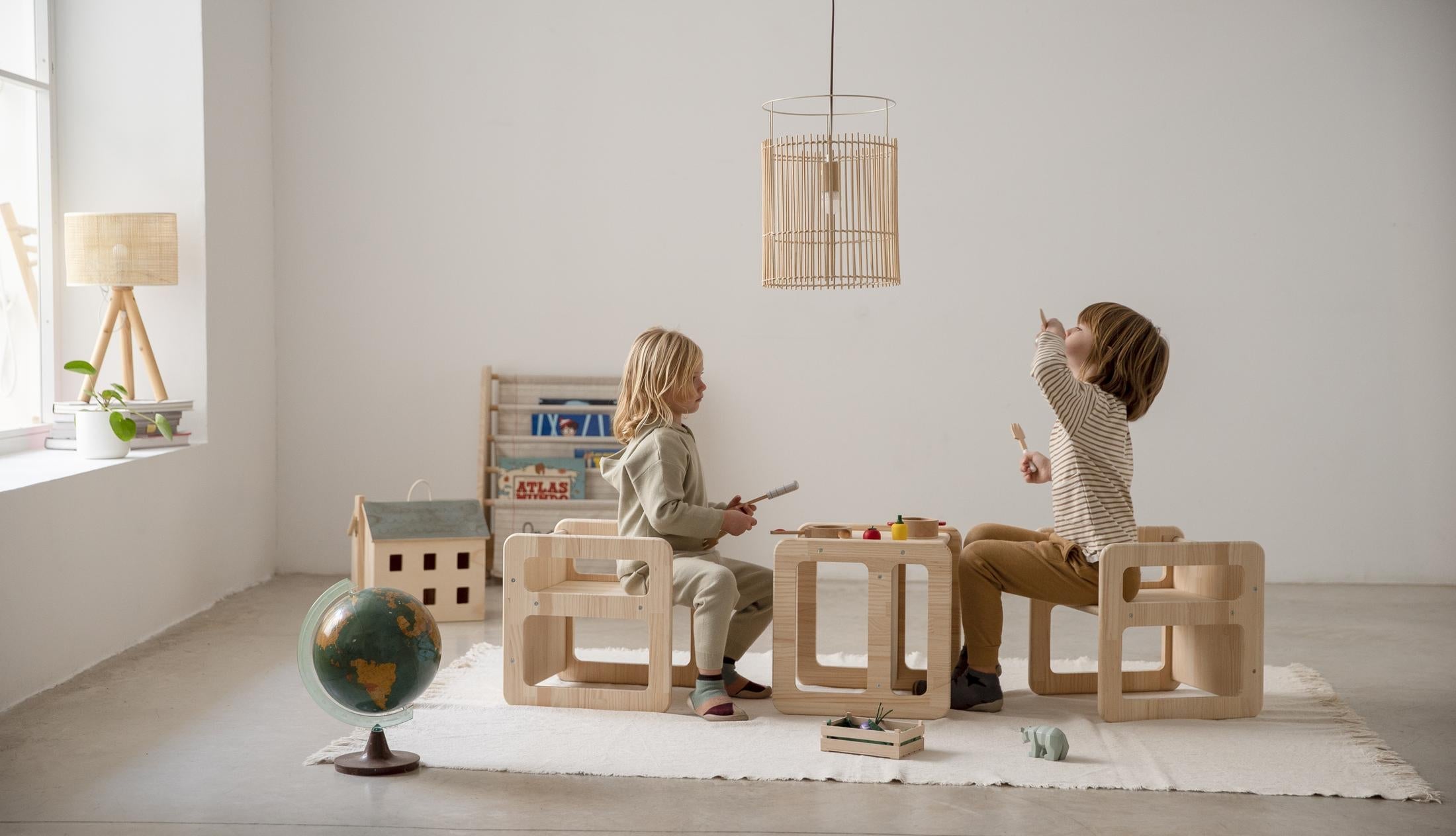 Set De 2 Chaises/Tables Montessori - Naturel