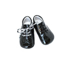 Chaussons Bébé Souples Antidérapants Fille Mini-Adonis - Cuir Vernis Noir - Fille