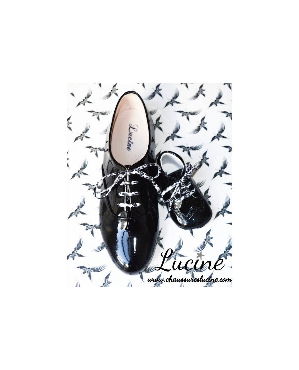 Chaussons Bébé Souples Antidérapants Fille Mini-Adonis - Cuir Vernis Noir - Fille