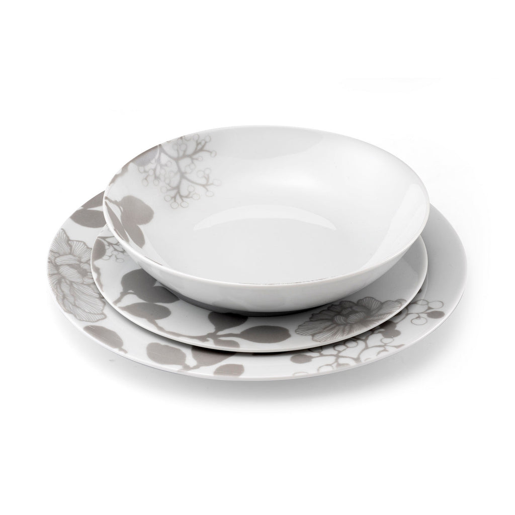 Gardena - Service 18 Pièces - Porcelaine - Blanc/Gris