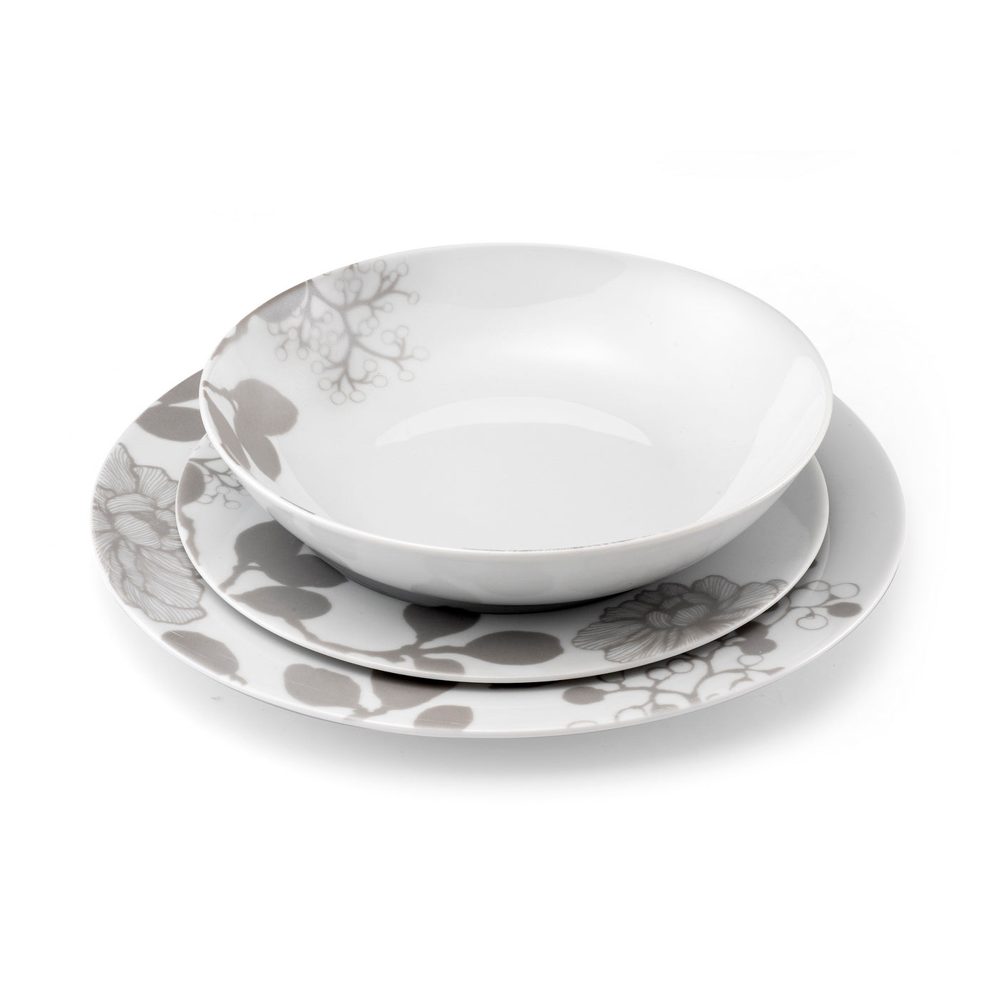 Gardena - Service 18 Pièces - Porcelaine - Blanc/Gris