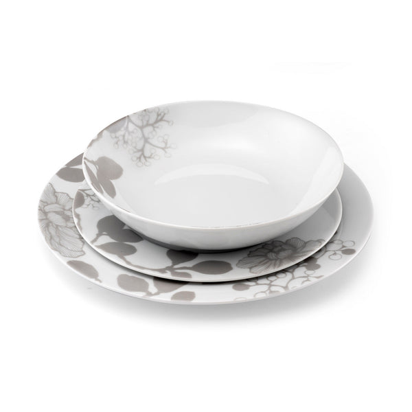 Gardena - Service 18 Pièces - Porcelaine - Blanc/Gris