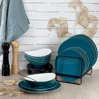 Sven Bleu Canard - Service 18 Pièces - Porcelaine - Bleu Canard