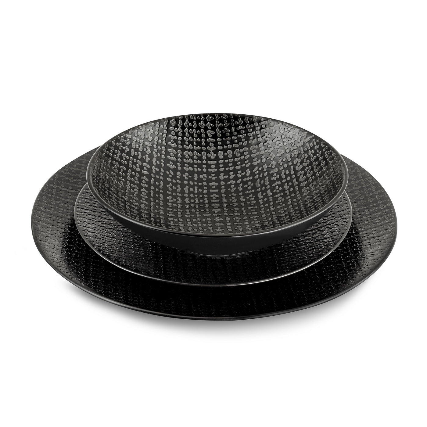 Tweed Noir - Service 18 Pièces - Grès - Noir