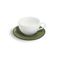 Envie Bali - 6 Tasses À Café & Soucoupes - Grès Et Porcelaine - Blanc Et Vert