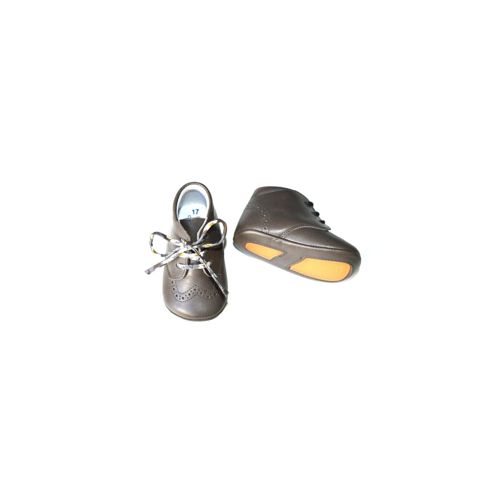 Chaussons Bébé Souples Antidérapants Mini-Adonis - Cuir Gris Taupe - Mixte